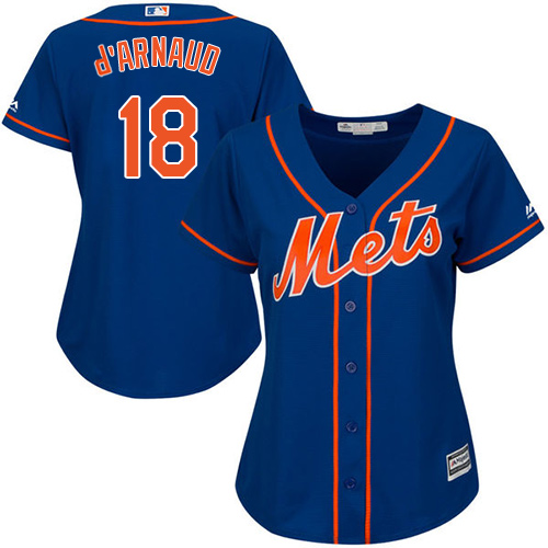 Mets #18 Travis d'Arnaud Blue Alternate Women's Stitched MLB Jersey